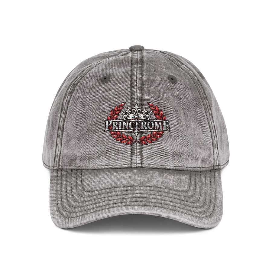 Vintage Red Embroidered Cap — Rhinestone Crown "Home" Accent