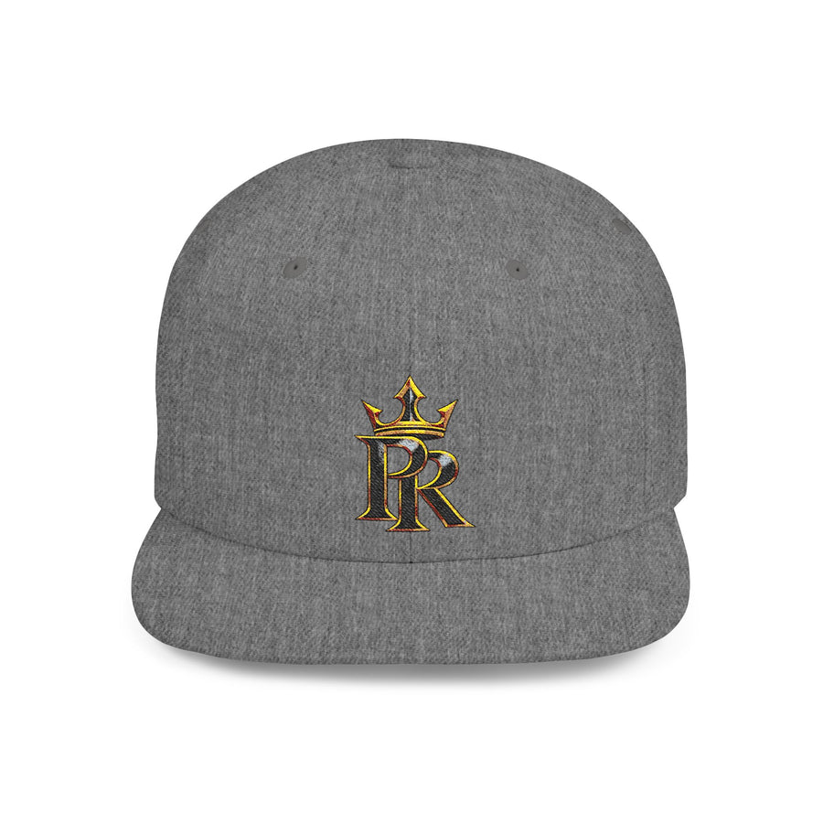 Crown PR Flat Bill Snapback Hat – Gold Embroidered Logo