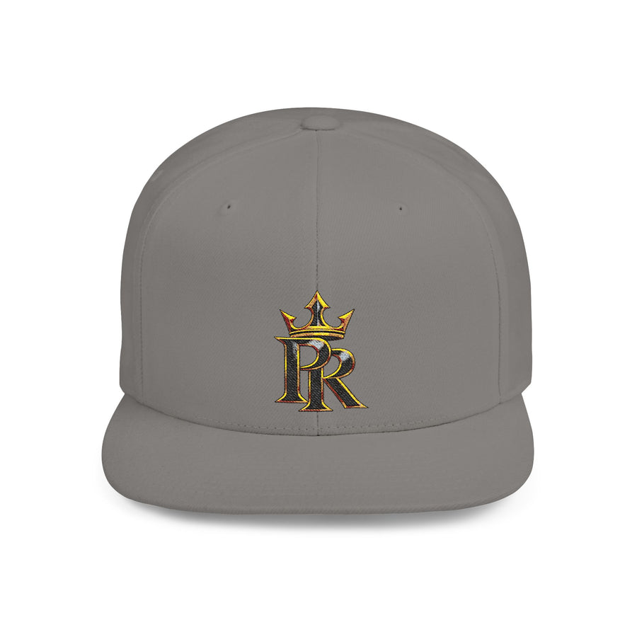 Crown PR Flat Bill Snapback Hat – Gold Embroidered Logo