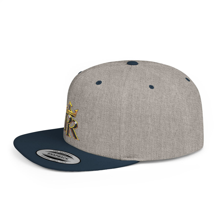 Crown PR Flat Bill Snapback Hat – Gold Embroidered Logo