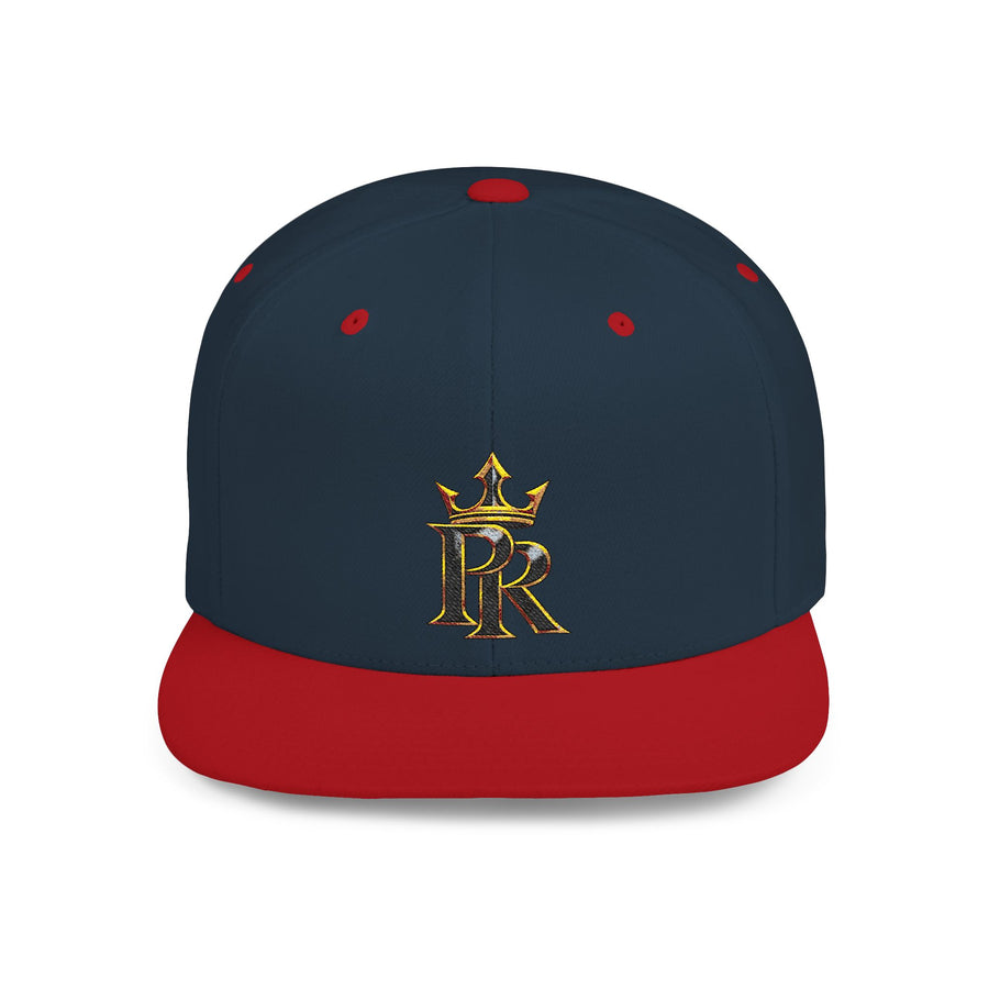 Crown PR Flat Bill Snapback Hat – Gold Embroidered Logo