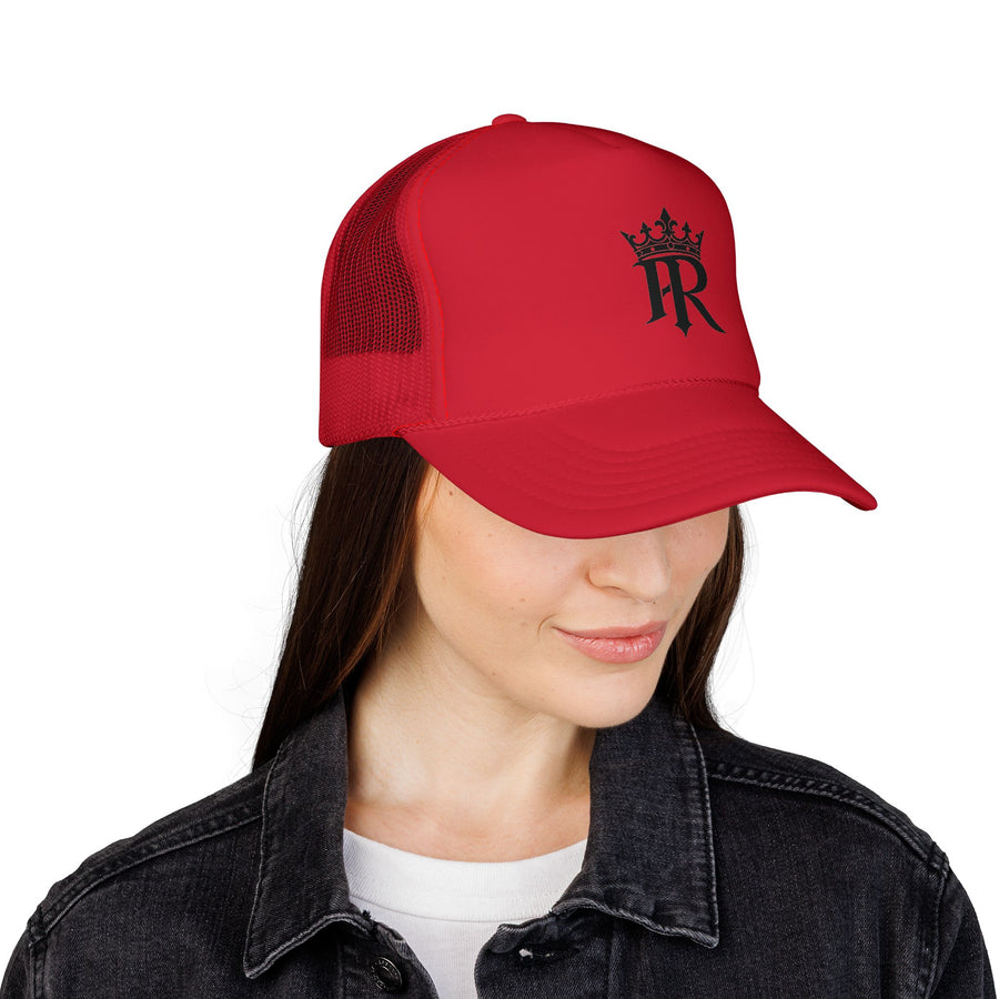 Trucker Cap — Black Crown 'PR' Logo (PrinceRome brand) Embroidered Mesh Hat