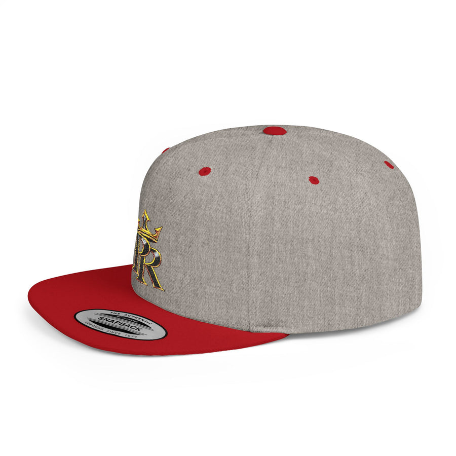 Crown PR Flat Bill Snapback Hat – Gold Embroidered Logo