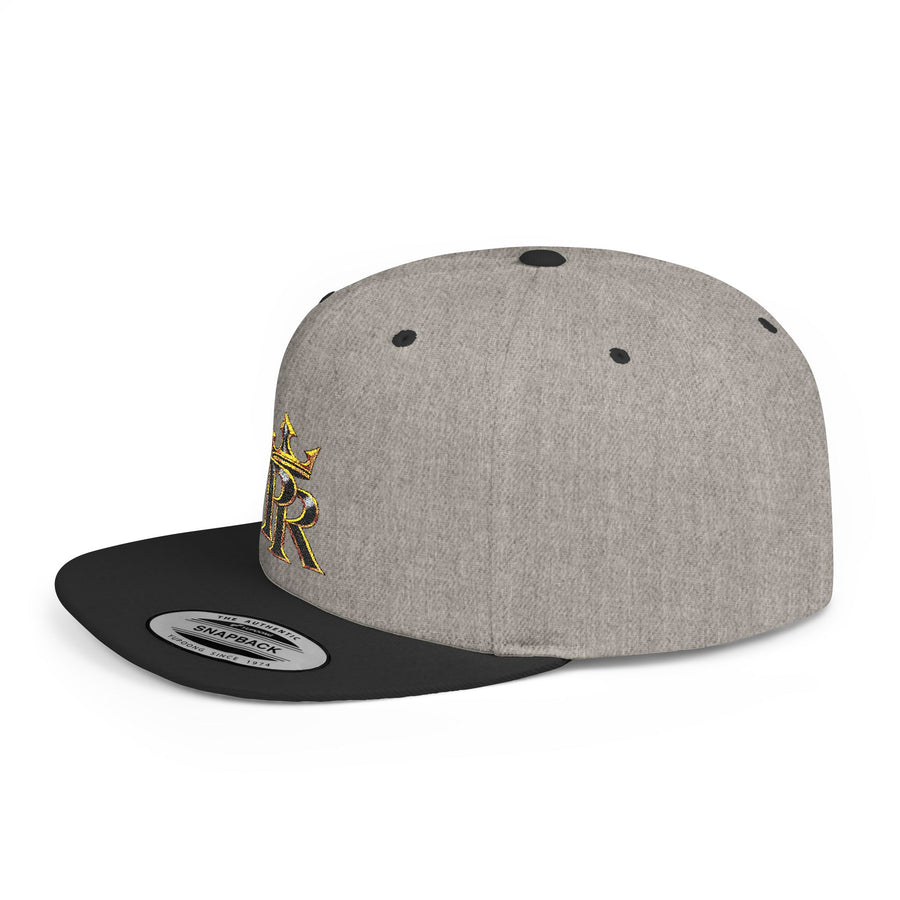 Crown PR Flat Bill Snapback Hat – Gold Embroidered Logo