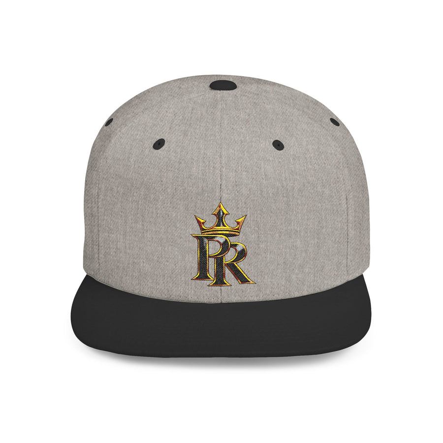 Crown PR Flat Bill Snapback Hat – Gold Embroidered Logo