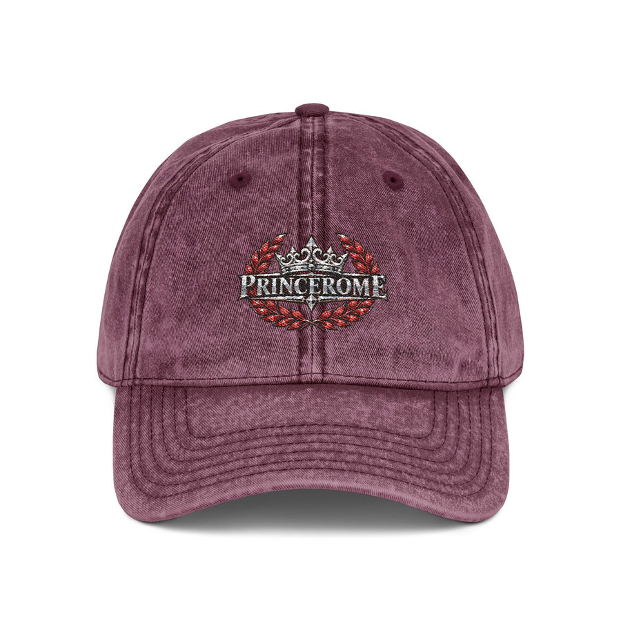 Vintage Red Embroidered Cap — Rhinestone Crown "Home" Accent