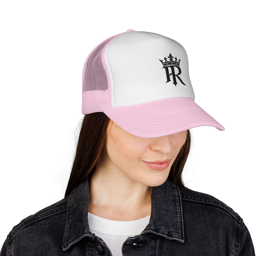 Trucker Cap — Black Crown 'PR' Logo (PrinceRome brand) Embroidered Mesh Hat