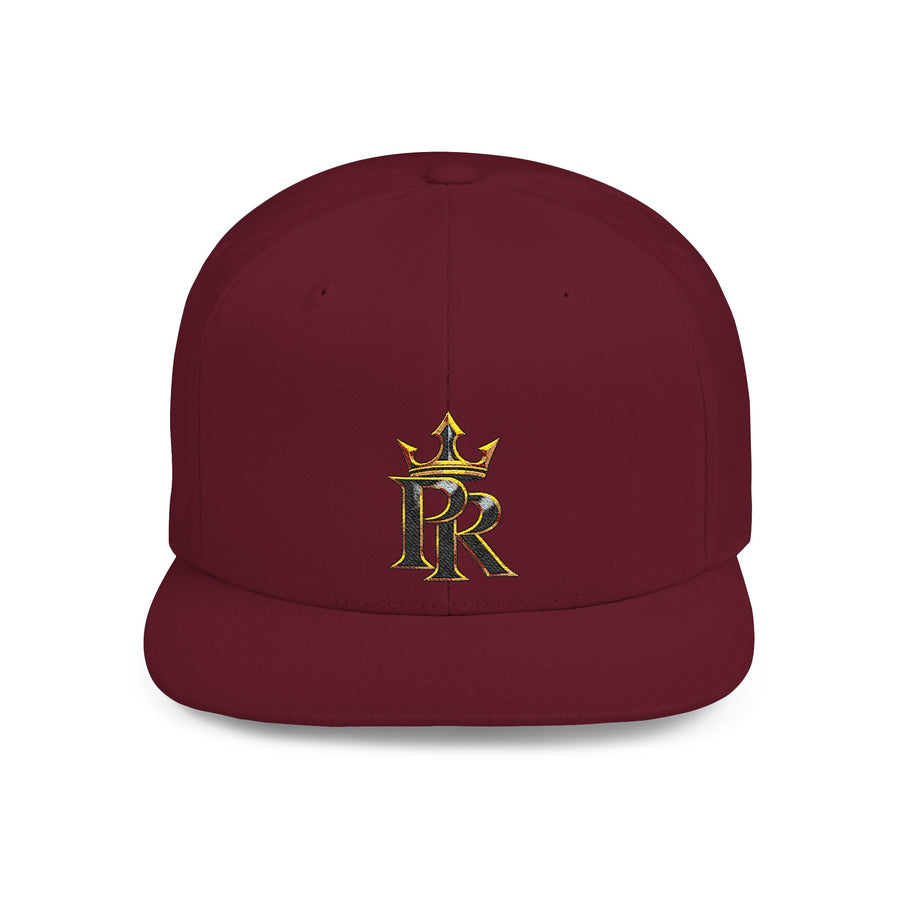 Crown PR Flat Bill Snapback Hat – Gold Embroidered Logo