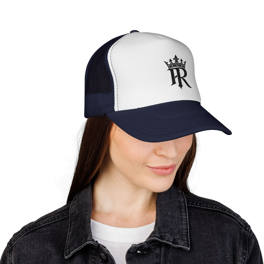 Trucker Cap — Black Crown 'PR' Logo (PrinceRome brand) Embroidered Mesh Hat