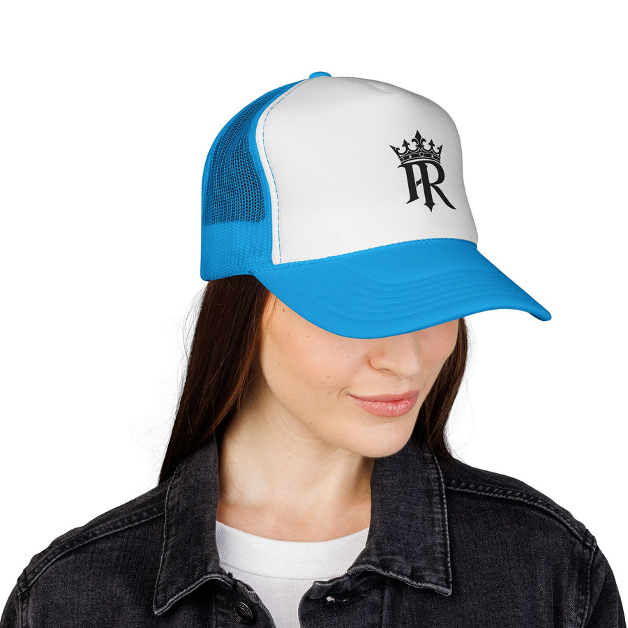 Trucker Cap — Black Crown 'PR' Logo (PrinceRome brand) Embroidered Mesh Hat