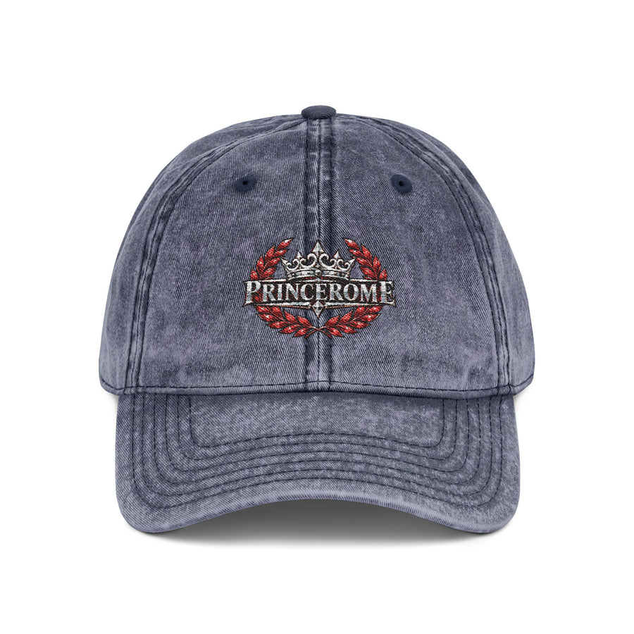 Vintage Red Embroidered Cap — Rhinestone Crown "Home" Accent