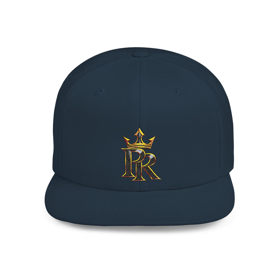 Crown PR Flat Bill Snapback Hat – Gold Embroidered Logo