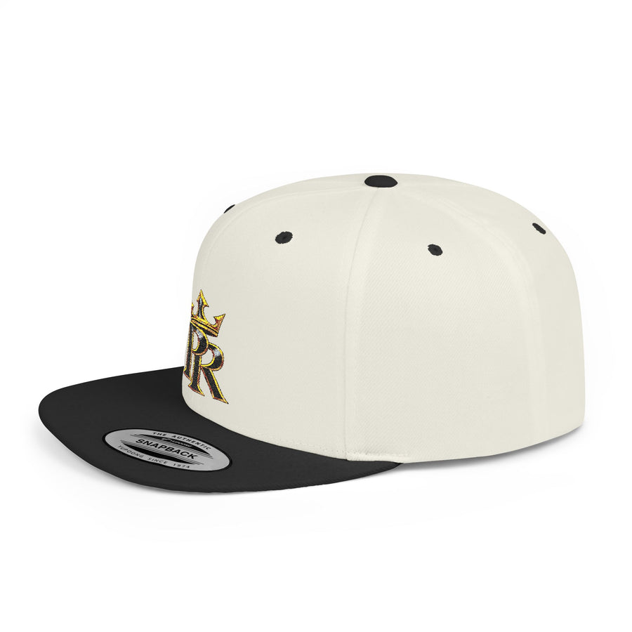 Crown PR Flat Bill Snapback Hat – Gold Embroidered Logo