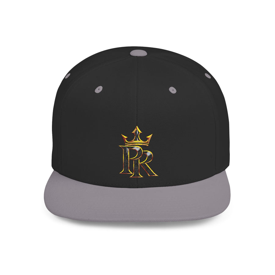 Crown PR Flat Bill Snapback Hat – Gold Embroidered Logo