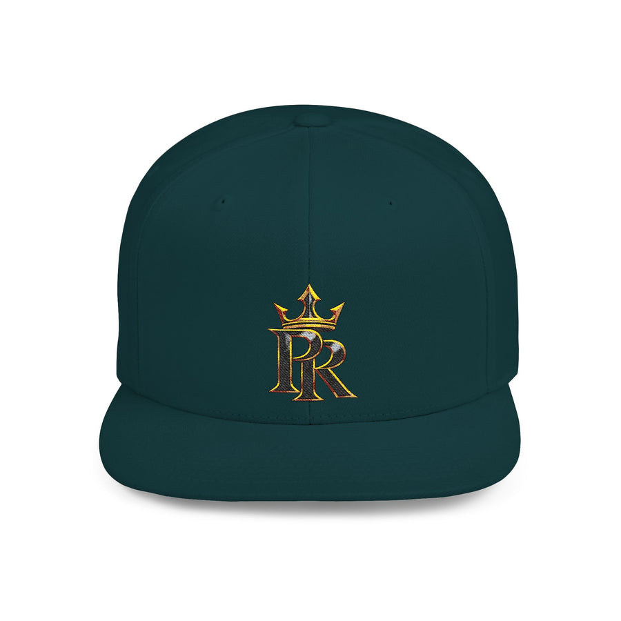 Crown PR Flat Bill Snapback Hat – Gold Embroidered Logo