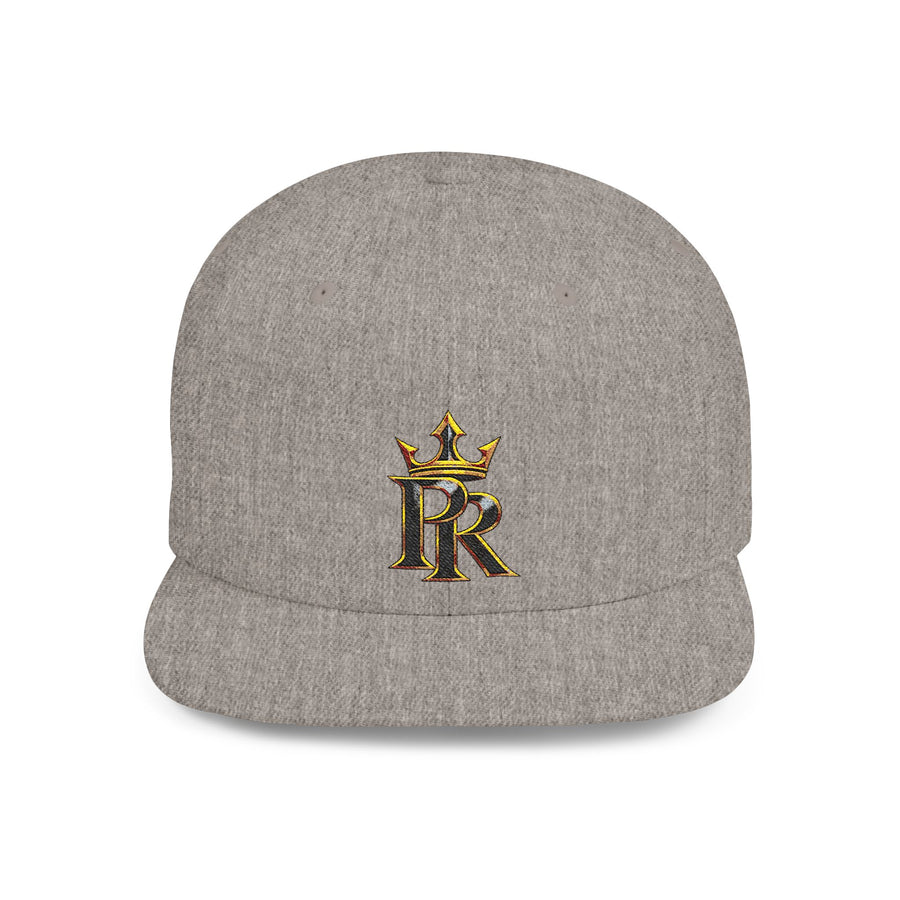 Crown PR Flat Bill Snapback Hat – Gold Embroidered Logo