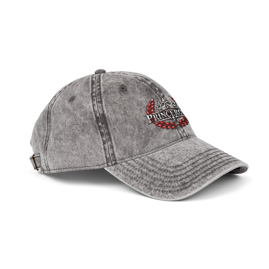 Vintage Red Embroidered Cap — Rhinestone Crown "Home" Accent