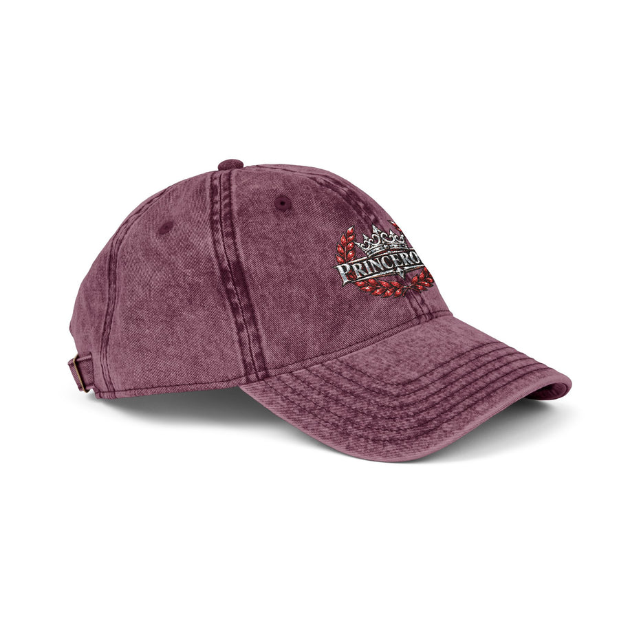 Vintage Red Embroidered Cap — Rhinestone Crown "Home" Accent