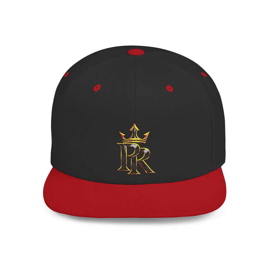Crown PR Flat Bill Snapback Hat – Gold Embroidered Logo