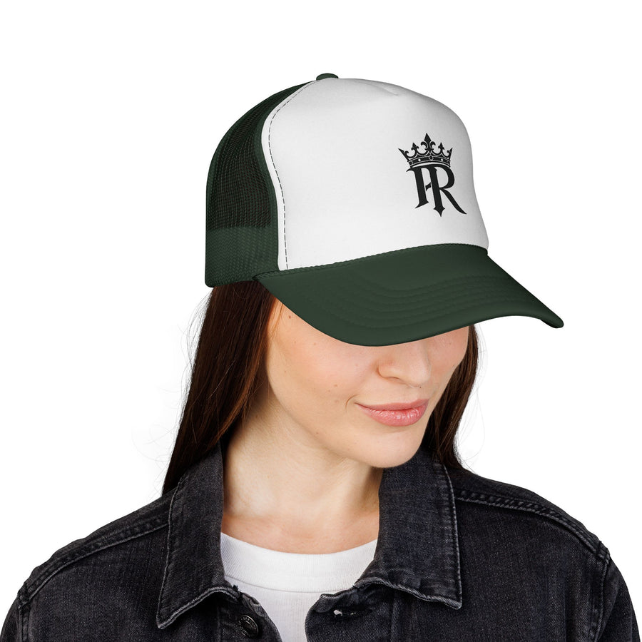 Trucker Cap — Black Crown 'PR' Logo (PrinceRome brand) Embroidered Mesh Hat