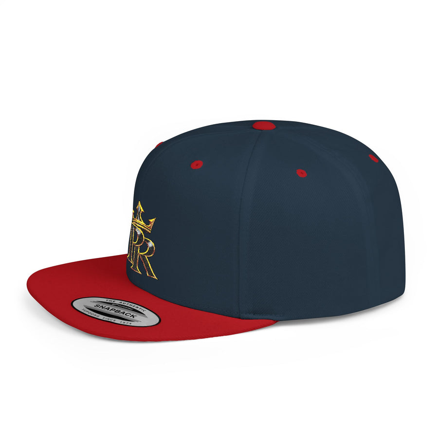 Crown PR Flat Bill Snapback Hat – Gold Embroidered Logo