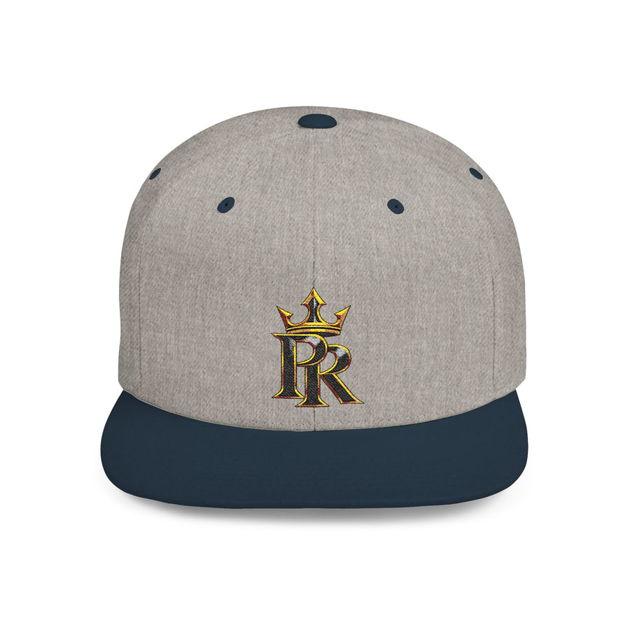 Crown PR Flat Bill Snapback Hat – Gold Embroidered Logo
