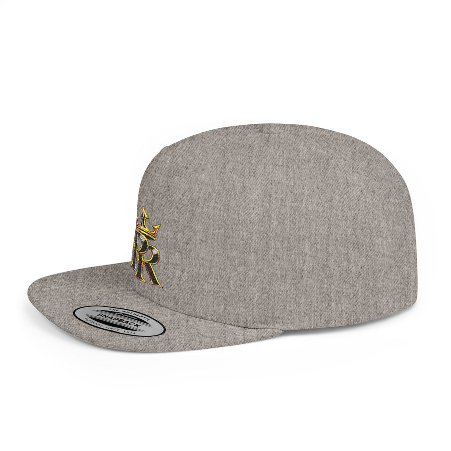 Crown PR Flat Bill Snapback Hat – Gold Embroidered Logo