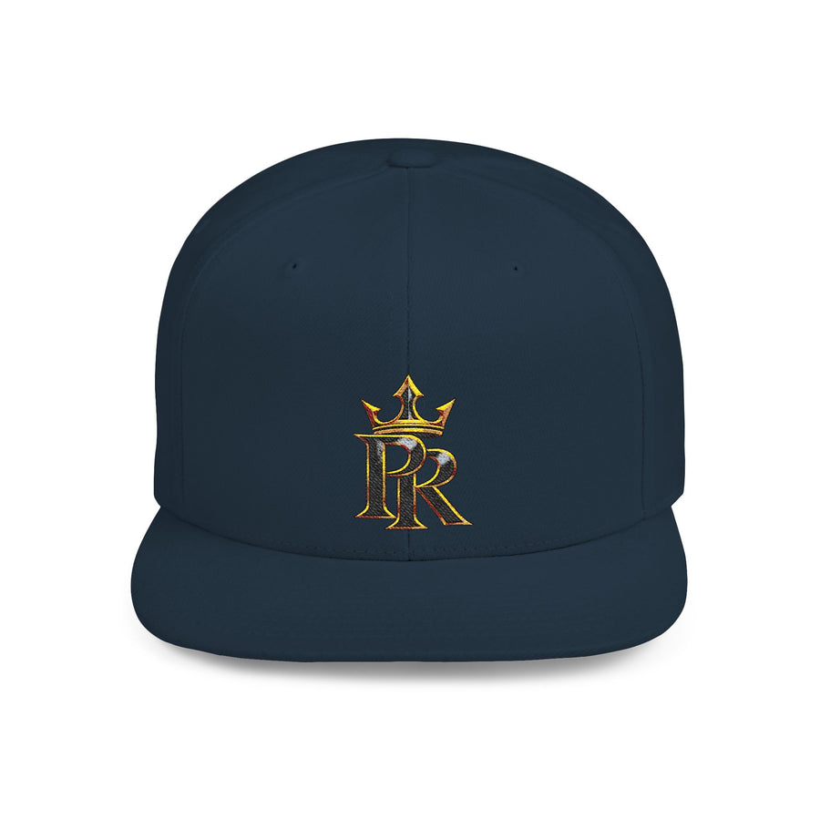 Crown PR Flat Bill Snapback Hat – Gold Embroidered Logo