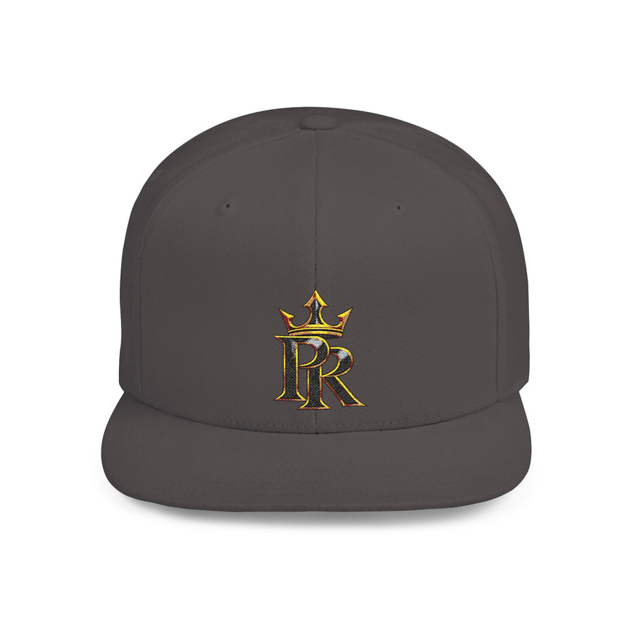 Crown PR Flat Bill Snapback Hat – Gold Embroidered Logo