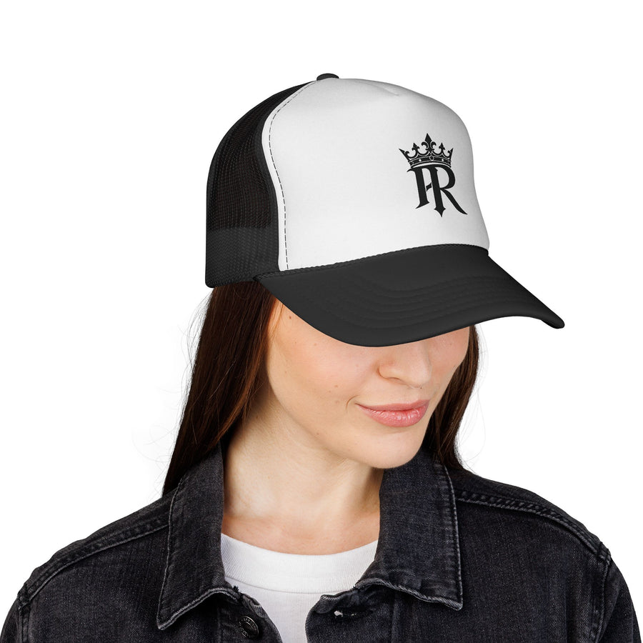 Trucker Cap — Black Crown 'PR' Logo (PrinceRome brand) Embroidered Mesh Hat