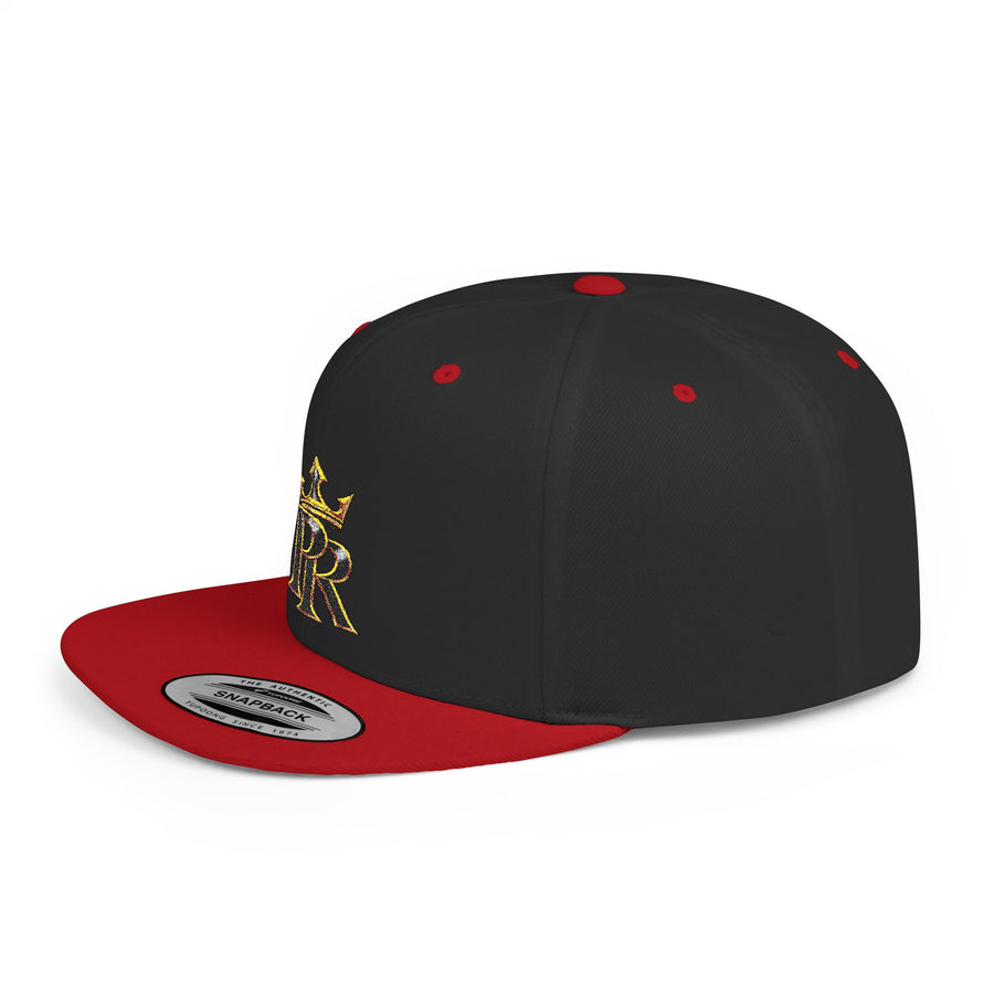 Crown PR Flat Bill Snapback Hat – Gold Embroidered Logo