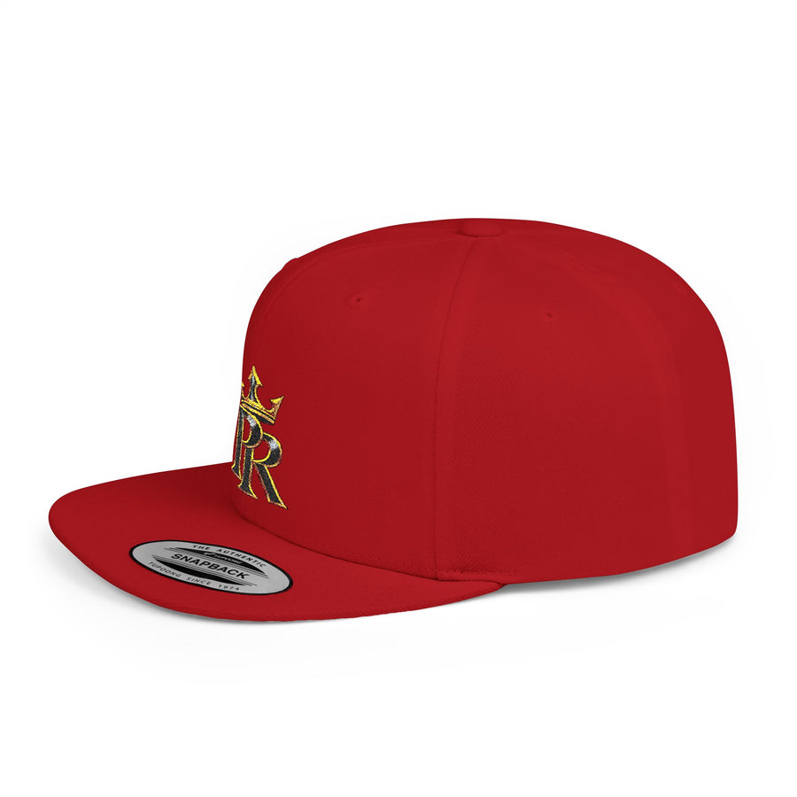 Crown PR Flat Bill Snapback Hat – Gold Embroidered Logo