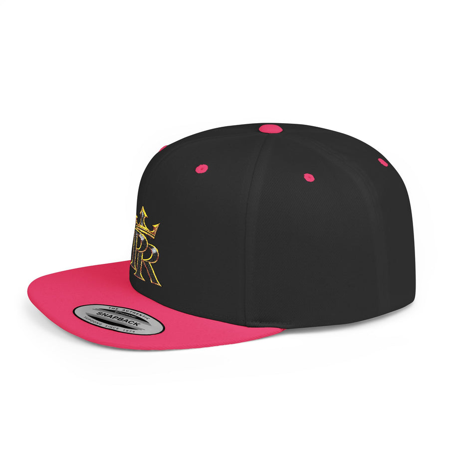 Crown PR Flat Bill Snapback Hat – Gold Embroidered Logo