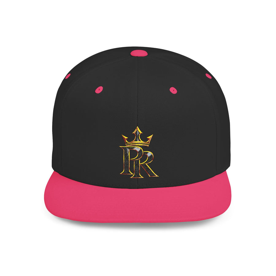 Crown PR Flat Bill Snapback Hat – Gold Embroidered Logo