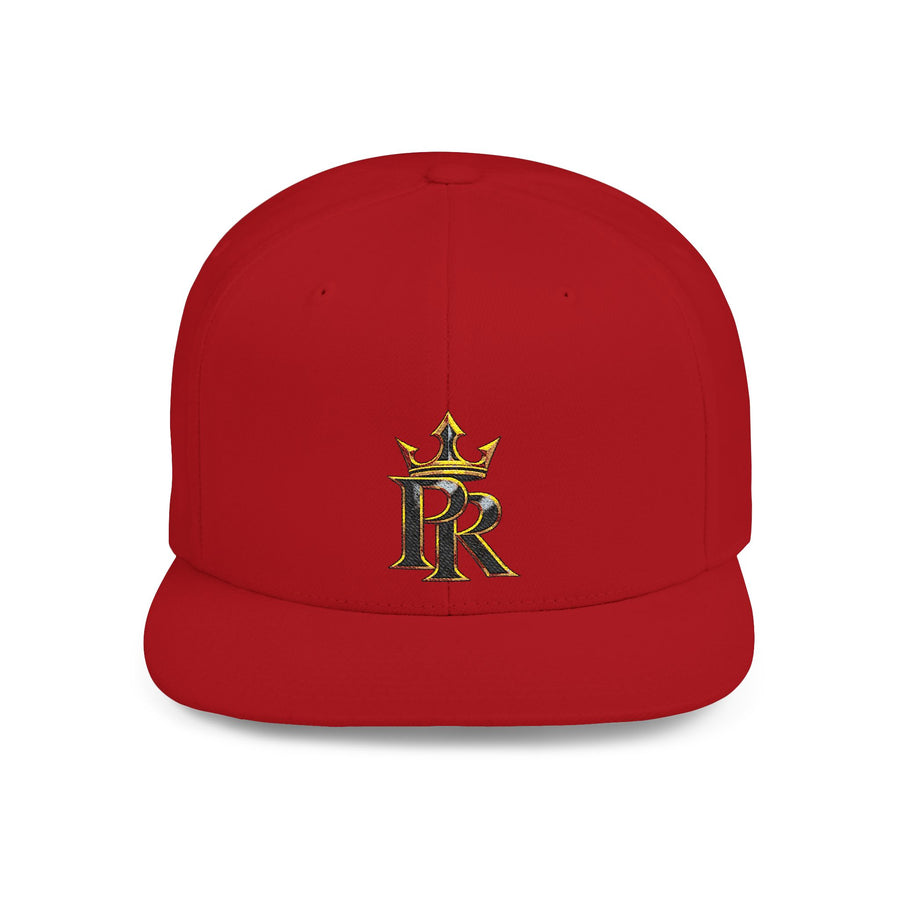 Crown PR Flat Bill Snapback Hat – Gold Embroidered Logo