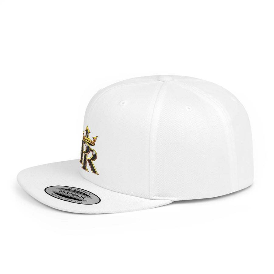 Crown PR Flat Bill Snapback Hat – Gold Embroidered Logo