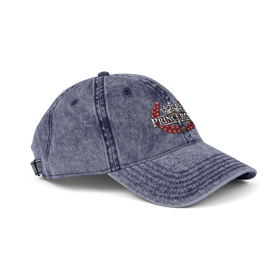 Vintage Red Embroidered Cap — Rhinestone Crown "Home" Accent