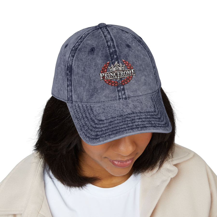 Vintage Red Embroidered Cap — Rhinestone Crown "Home" Accent