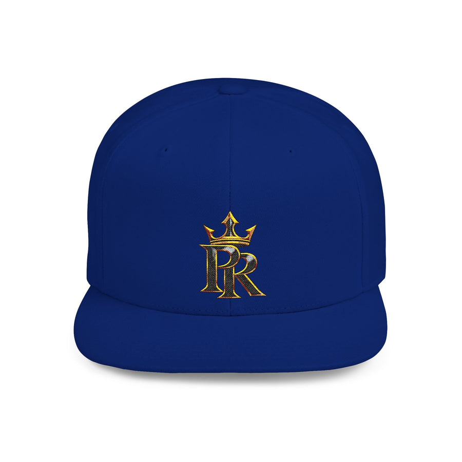 Crown PR Flat Bill Snapback Hat – Gold Embroidered Logo