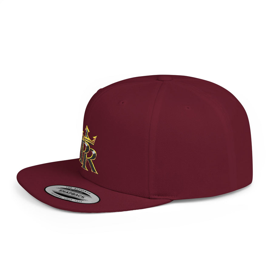 Crown PR Flat Bill Snapback Hat – Gold Embroidered Logo