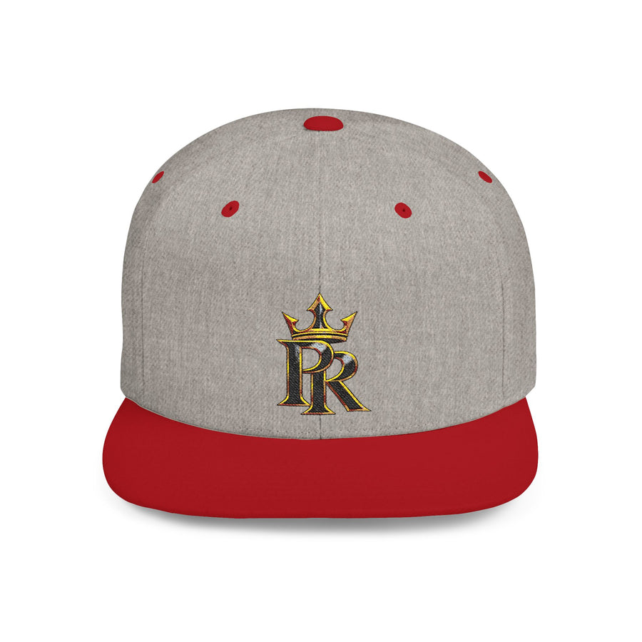 Crown PR Flat Bill Snapback Hat – Gold Embroidered Logo