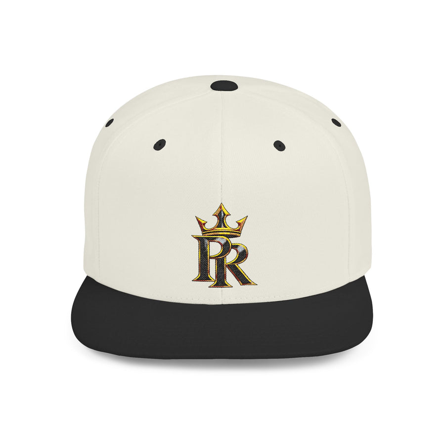 Crown PR Flat Bill Snapback Hat – Gold Embroidered Logo