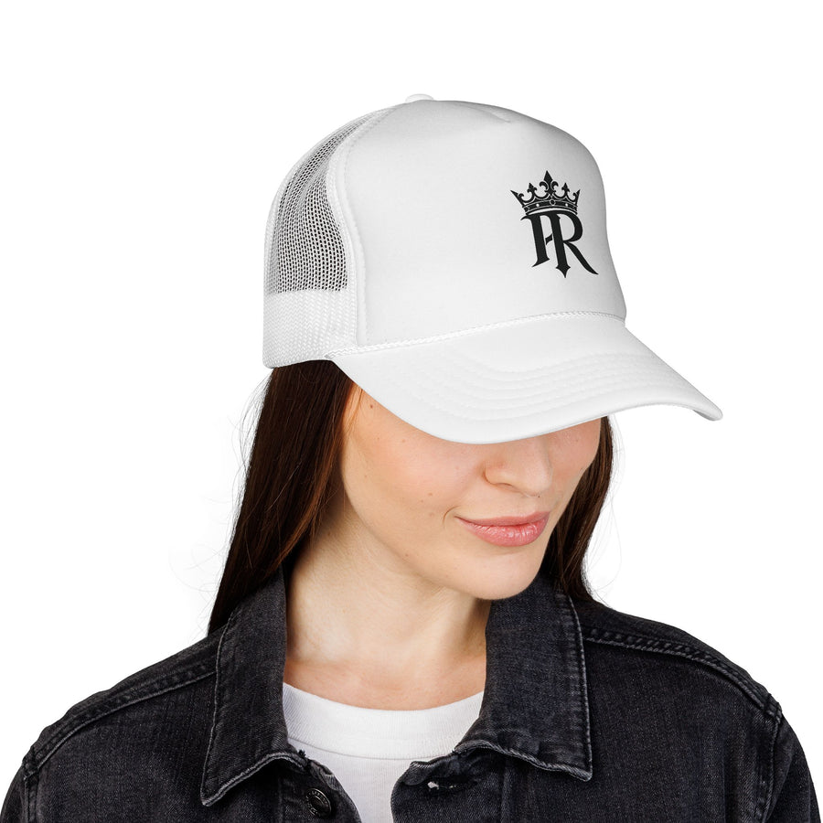 Trucker Cap — Black Crown 'PR' Logo (PrinceRome brand) Embroidered Mesh Hat