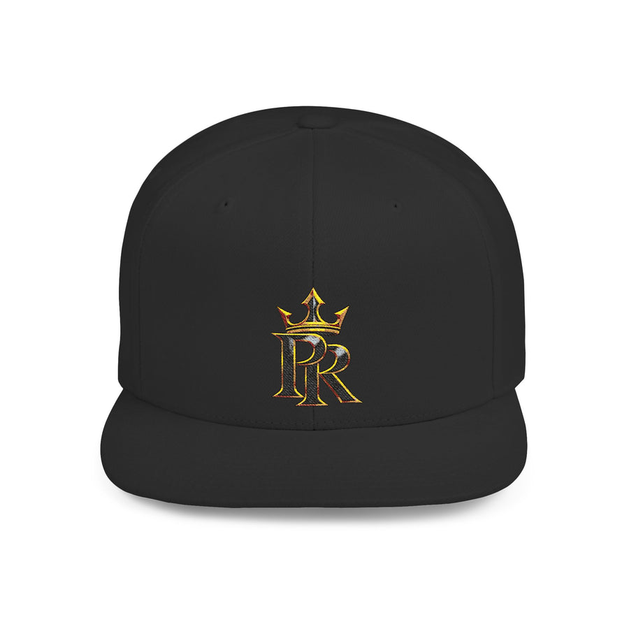 Crown PR Flat Bill Snapback Hat – Gold Embroidered Logo