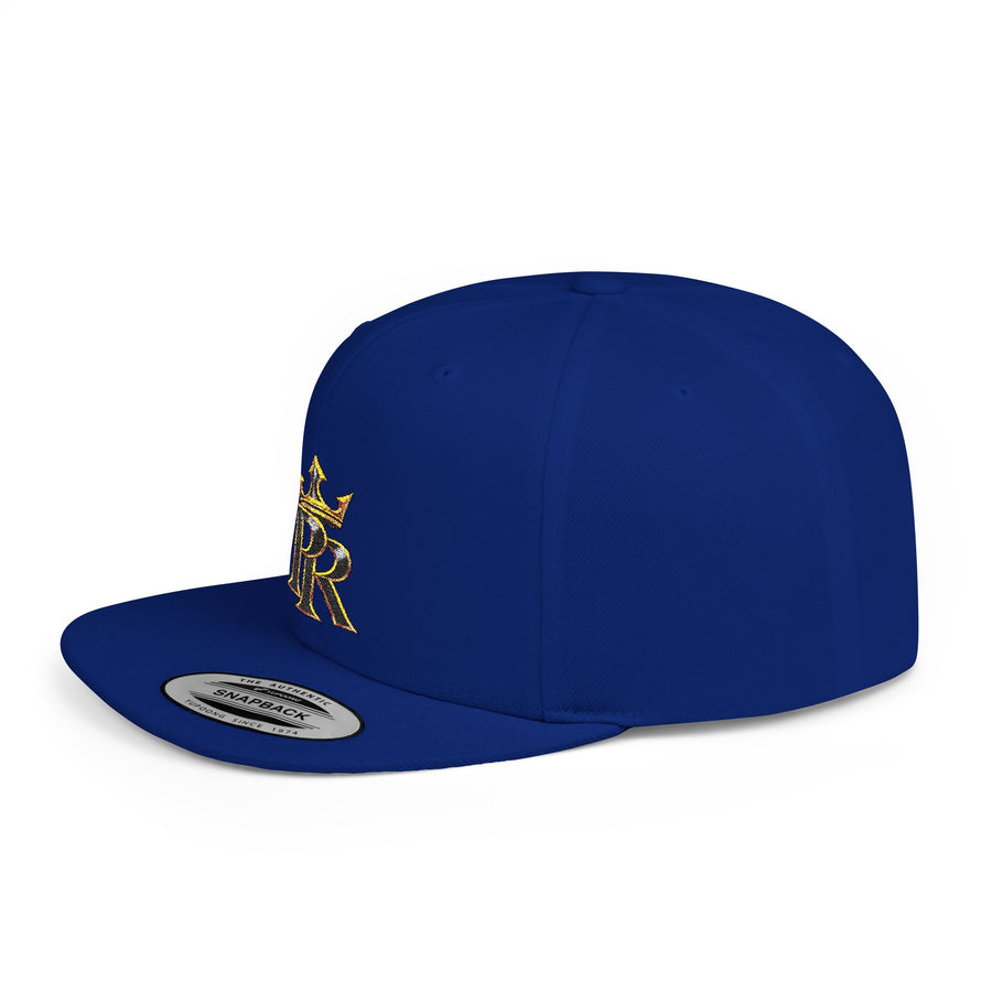 Crown PR Flat Bill Snapback Hat – Gold Embroidered Logo
