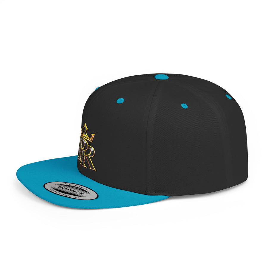 Crown PR Flat Bill Snapback Hat – Gold Embroidered Logo